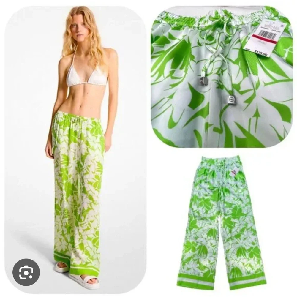 Michael Kors Green Apple Wide Leg CU Pant Lg